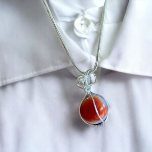 NWT Antique marble necklace sterling silver artisan made